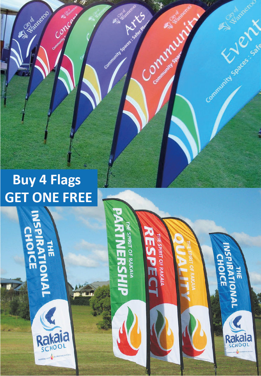 4 Pack Premium 2m Flags + Get 1 FREE